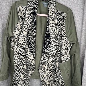 Natural Reflections Olive and Black Patterned Utility Jacket